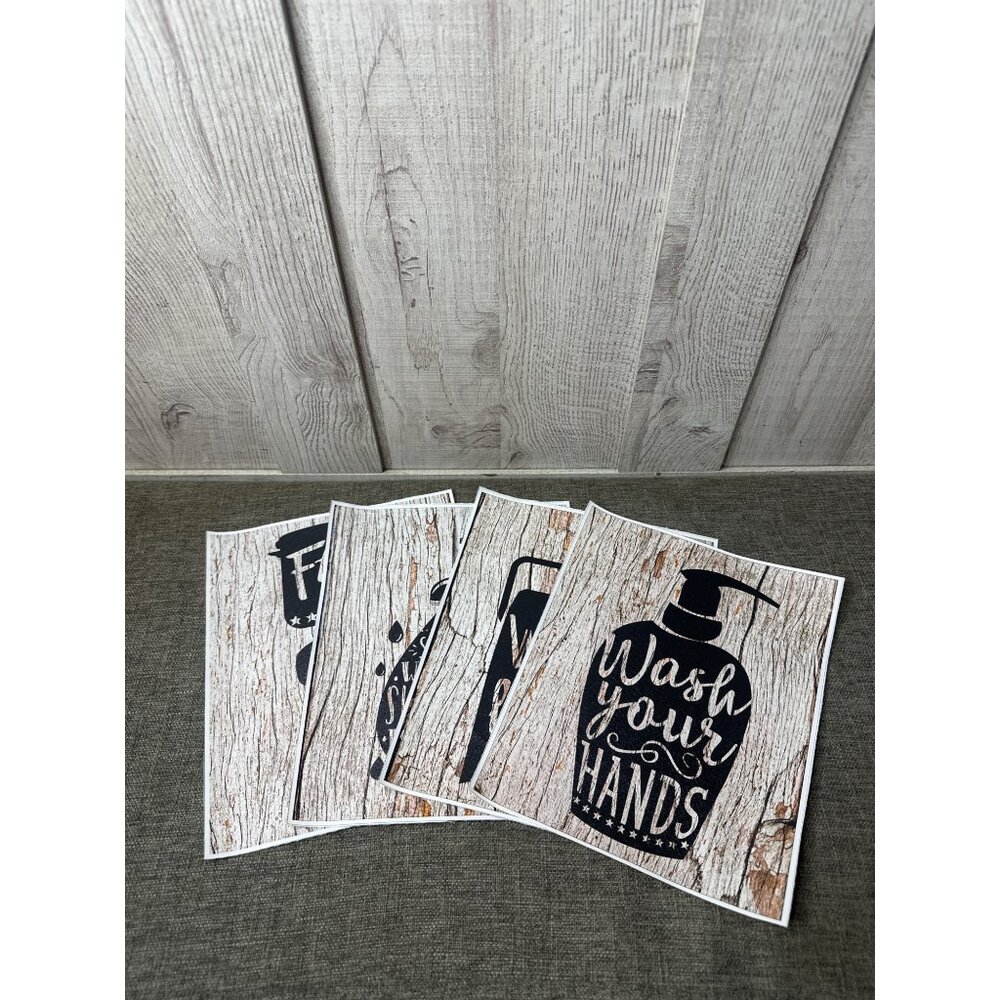Rustic Bathroom 8x10 Wall Art Prints Set Of 4 Wipe Flush Wash Shower Unframed